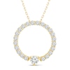 Thumbnail Image 1 of Diamond Circle Pendant Necklace 2 ct tw Round 14K Yellow Gold 18"