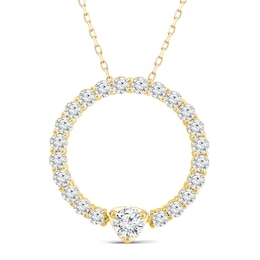Diamond Circle Pendant Necklace 2 ct tw Round 14K Yellow Gold 18&quot;