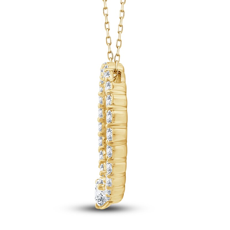 Main Image 2 of Diamond Circle Pendant Necklace 2 ct tw Round 14K Yellow Gold 18"