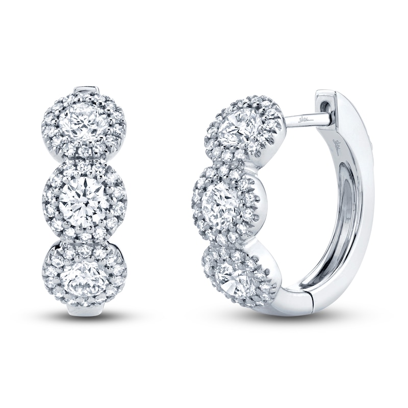 Shy Creation Diamond Huggie Earrings 1 ct tw Round 14K White Gold SC55002490V5