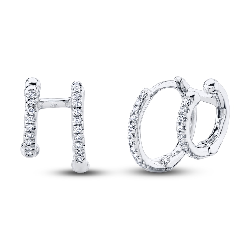 Main Image 1 of Shy Creation Diamond Huggie Earrings 1/10 ct tw Round 14K White Gold SC55005960V2