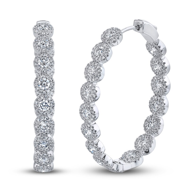 Main Image 1 of Shy Creation Diamond Hoop Earrings 4 ct tw Round 14K White Gold SC55020046