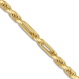 Diamond-Cut Solid Rope Chain Necklace 14K Yellow Gold 24" 2.5mm