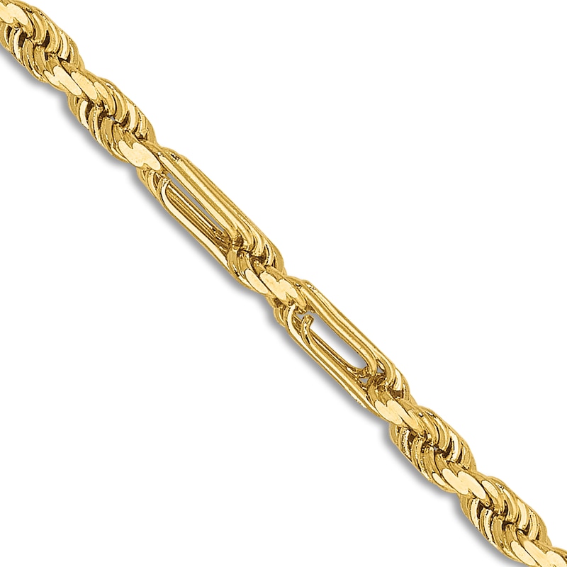 Diamond-Cut Solid Rope Chain Necklace 14K Yellow Gold 24" 2.5mm