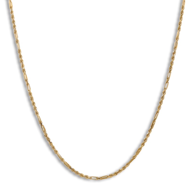 Diamond-Cut Solid Rope Chain Necklace 14K Yellow Gold 24" 2.5mm