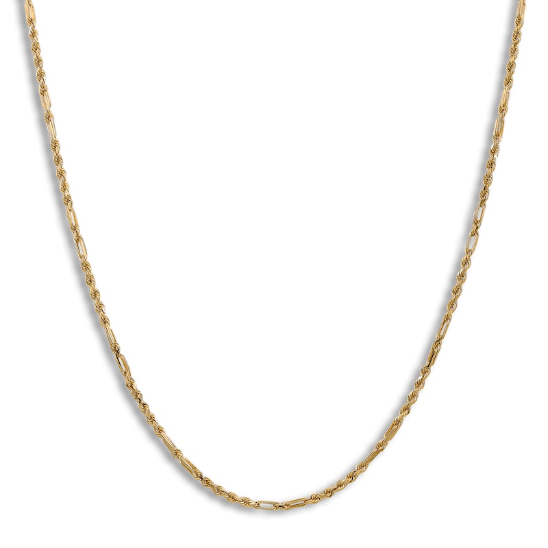 Main Image 2 of Diamond-Cut Solid Rope Chain Necklace 14K Yellow Gold 24" 2.5mm