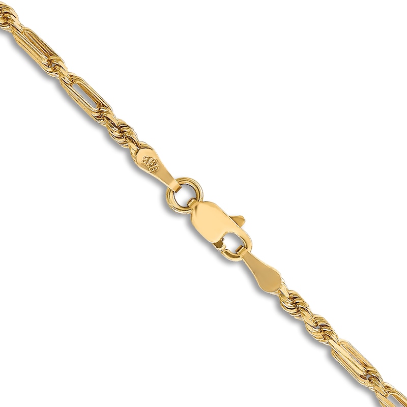 Main Image 3 of Diamond-Cut Solid Rope Chain Necklace 14K Yellow Gold 24" 2.5mm
