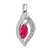Natural Ruby Pendant Charm 1/20 ct tw Diamonds 14K White Gold