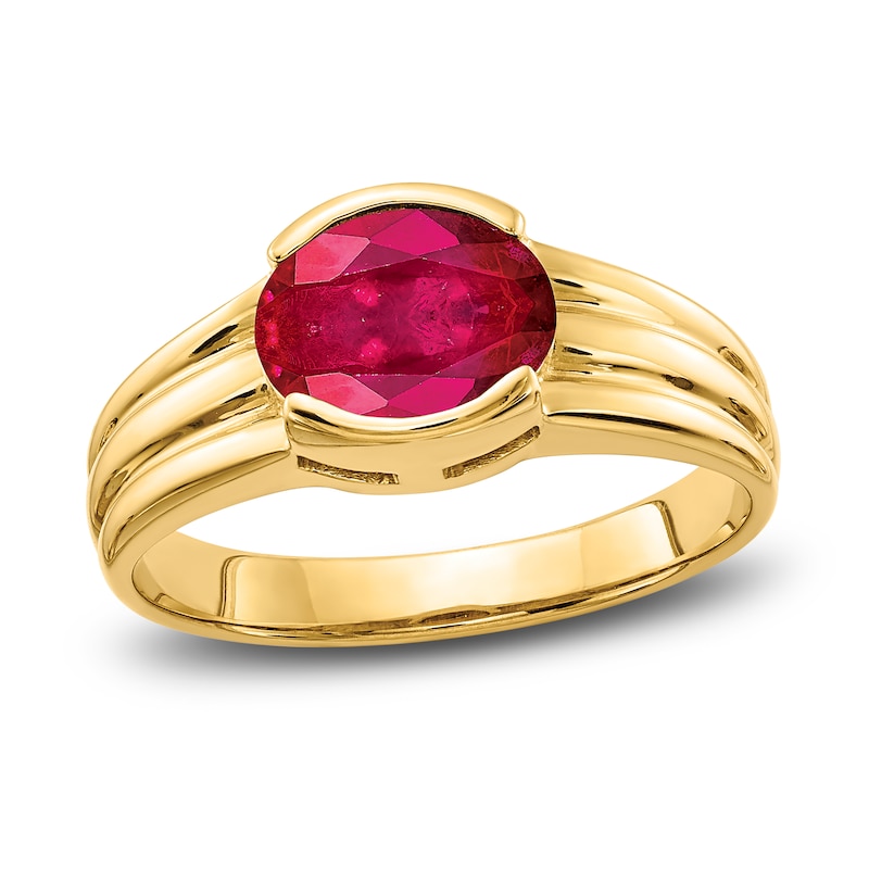 Natural Ruby Ring 14K Yellow Gold