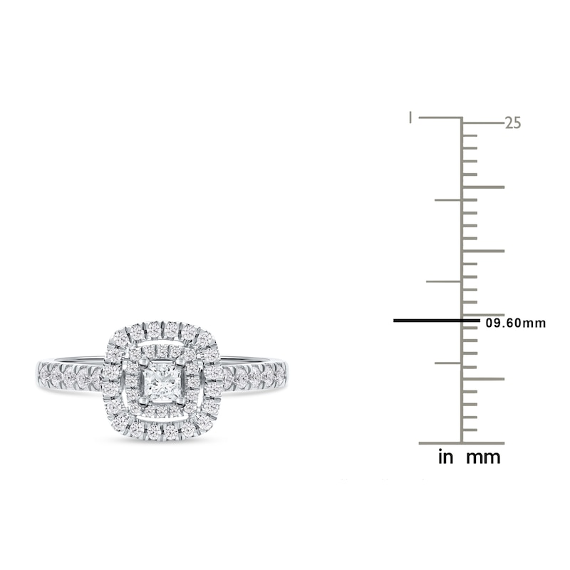 Main Image 4 of Princess & Round Diamond Fashion Ring 1/2 ct tw 10K White Gold