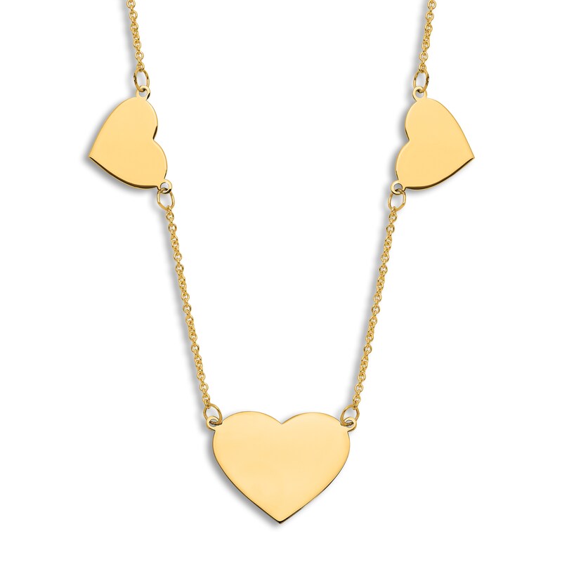 Main Image 1 of Engravable Multi-Heart Necklace 14K Yellow Gold 16&quot; to 18&quot; Adjustable