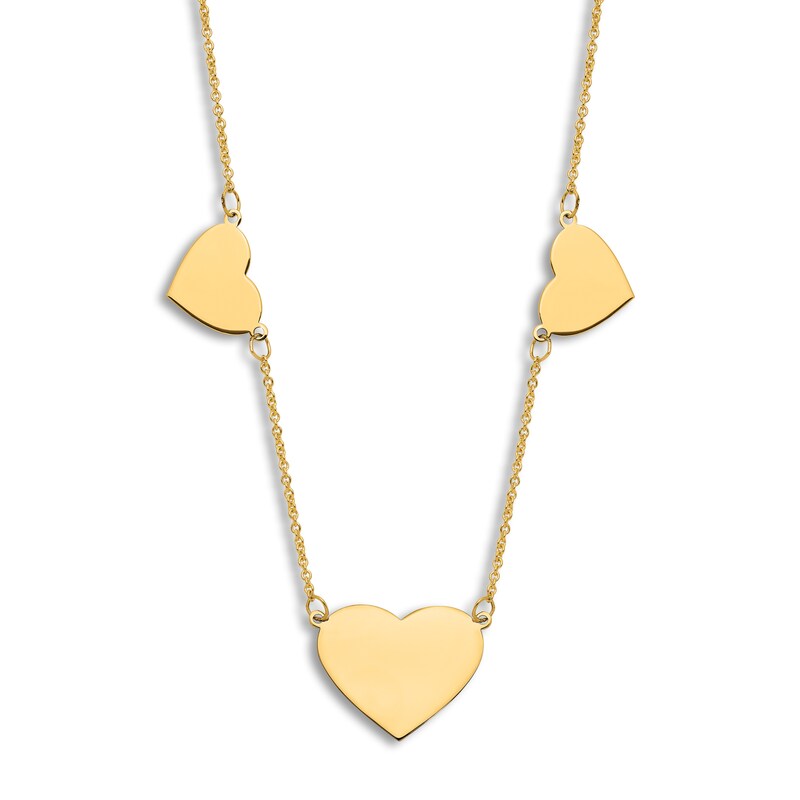 Main Image 2 of Engravable Multi-Heart Necklace 14K Yellow Gold 16&quot; to 18&quot; Adjustable