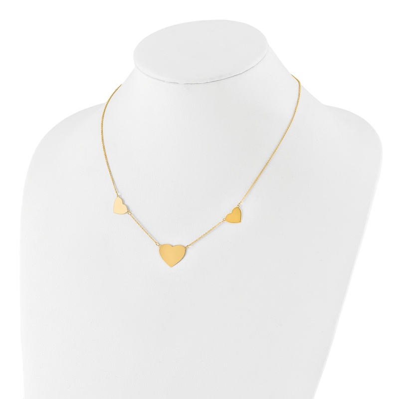 Main Image 3 of Engravable Multi-Heart Necklace 14K Yellow Gold 16&quot; to 18&quot; Adjustable