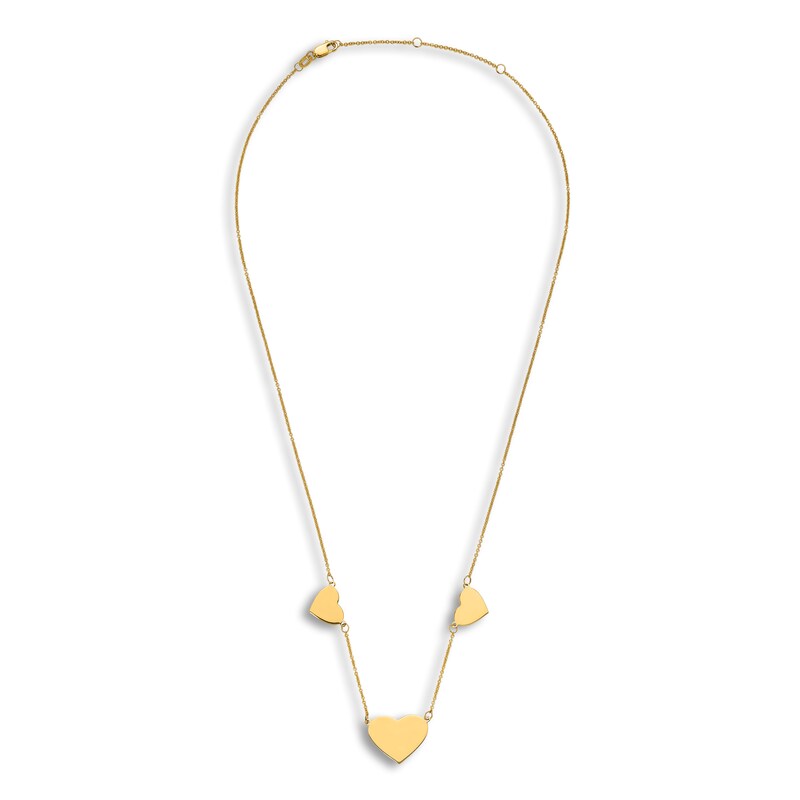 Main Image 4 of Engravable Multi-Heart Necklace 14K Yellow Gold 16&quot; to 18&quot; Adjustable