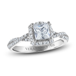 Vera Wang WISH Diamond Engagement Ring 1-1/5 ct tw Princess/Round 14K White Gold