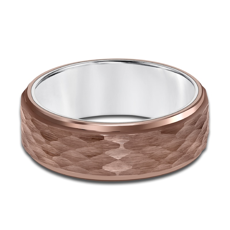 Main Image 3 of Men's Hammered Wedding Band Brown Tungsten 8.0mm