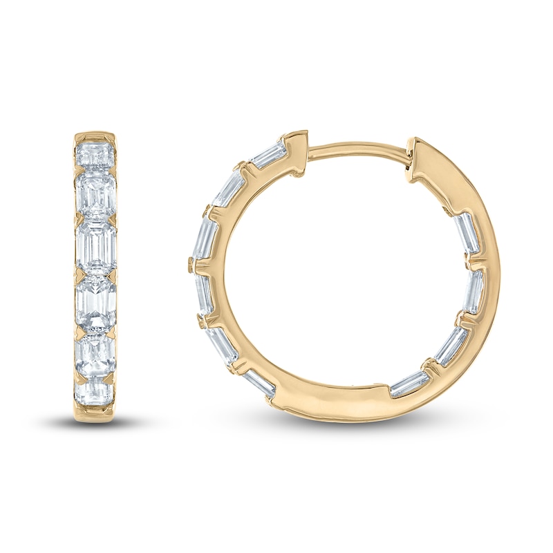 Emerald-Cut Lab-Created Diamond Hoop Earrings 3 ct tw 14K Yellow Gold