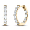 Thumbnail Image 1 of Emerald-Cut Lab-Created Diamond Hoop Earrings 3 ct tw 14K Yellow Gold