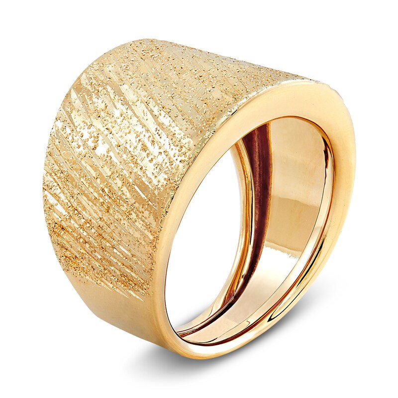 Italia D'Oro Groove Speckle Ring 14K Yellow Gold 15.0mm