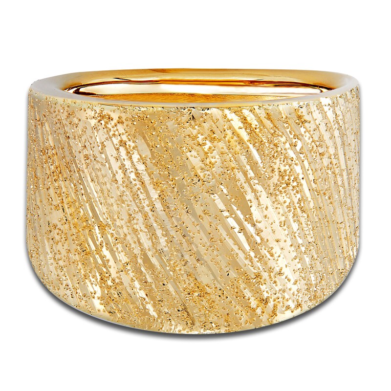 Italia D'Oro Groove Speckle Ring 14K Yellow Gold 15.0mm