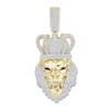 Thumbnail Image 1 of Men's Diamond & Lab-Created Ruby Lion Charm 1 ct tw Round/Baguette 10K Yellow Gold