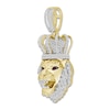 Thumbnail Image 1 of Men's Diamond & Lab-Created Ruby Lion Charm 1 ct tw Round/Baguette 10K Yellow Gold