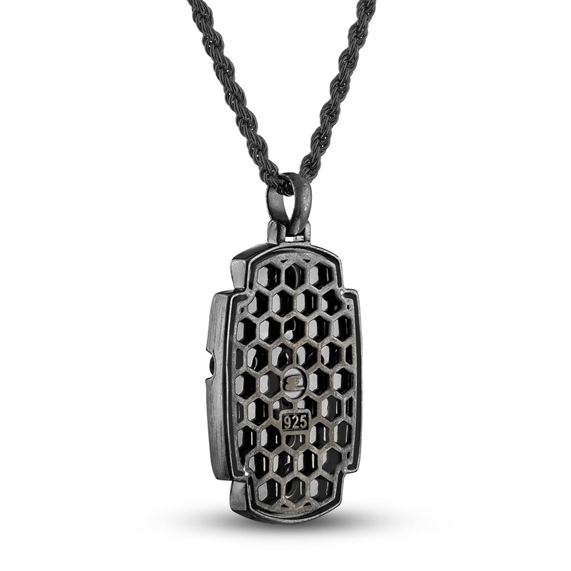 Main Image 3 of 1933 by Esquire Men's Natural Black Spinel Cross Pendant Necklace Black Ruthenium-Plated Sterling Silver 22"