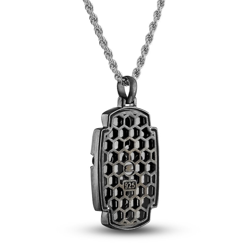 Main Image 4 of 1933 by Esquire Men's Natural Black Spinel Cross Pendant Necklace Black Ruthenium-Plated Sterling Silver 22"