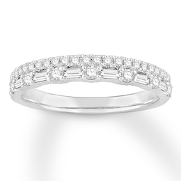 Diamond Anniversary Band 3/8 ct tw Baguette/Round 14K White Gold