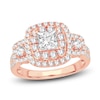 Thumbnail Image 1 of Diamond 3-Stone Engagement Ring 1-1/2 ct tw Princess/Round 14K Rose Gold