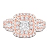 Thumbnail Image 3 of Diamond 3-Stone Engagement Ring 1-1/2 ct tw Princess/Round 14K Rose Gold