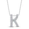Thumbnail Image 1 of Diamond Letter K Necklace 1/20 ct tw Round 14K White Gold 18"