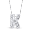 Thumbnail Image 2 of Diamond Letter K Necklace 1/20 ct tw Round 14K White Gold 18"