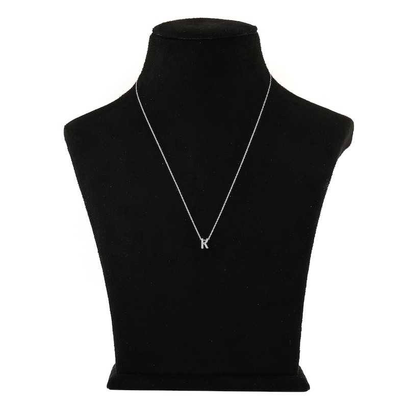 Main Image 3 of Diamond Letter K Necklace 1/20 ct tw Round 14K White Gold 18"