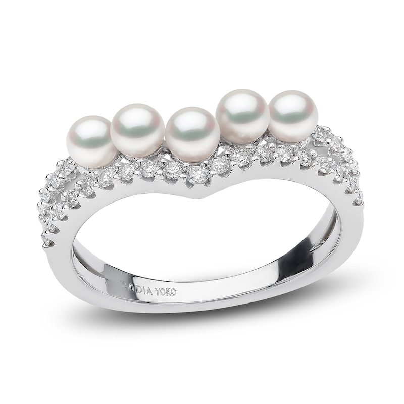 Main Image 1 of Yoko London Akoya Cultured Pearl Ring 1/5 ct tw Diamonds 18K White Gold