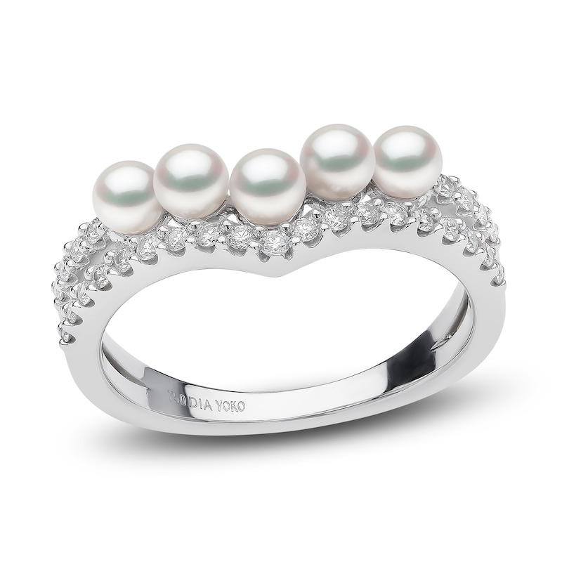 Yoko London Akoya Cultured Pearl Ring 1/5 ct tw Diamonds 18K White Gold