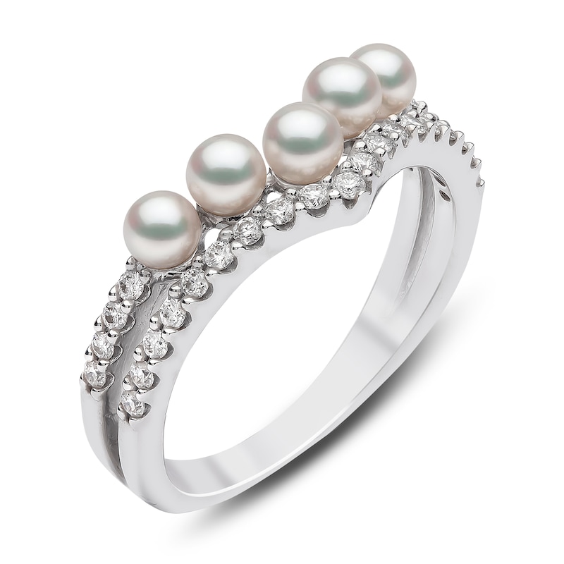 Yoko London Akoya Cultured Pearl Ring 1/5 ct tw Diamonds 18K White Gold