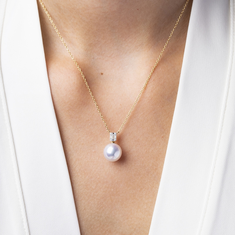 Yoko London South Sea Cultured Pearl Pendant Necklace 1/6 ct tw Diamonds 18K Yellow Gold 16"