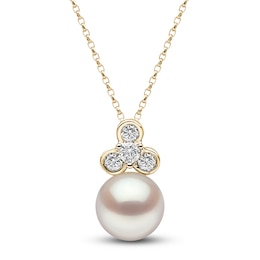 Yoko London Freshwater Cultured Pearl Necklace 1/15 ct tw Diamonds 18K Yellow Gold 18"