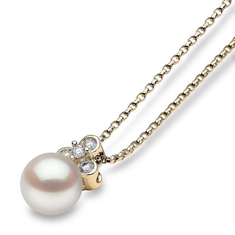 Yoko London Freshwater Cultured Pearl Necklace 1/15 ct tw Diamonds 18K Yellow Gold 18"