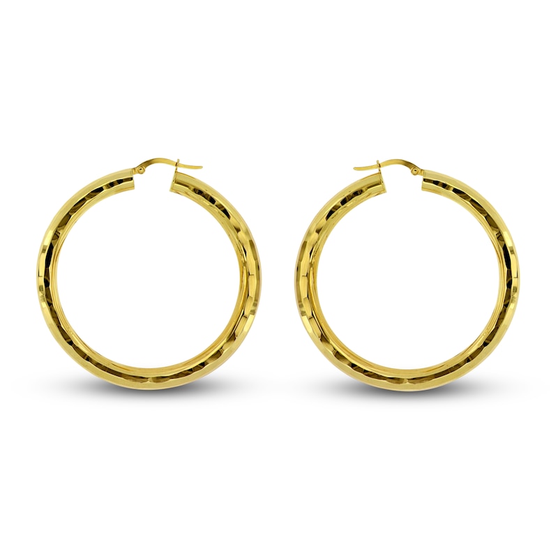 Main Image 1 of Diamond-Cut Hoop Earrings 14K Yellow Gold 40mm