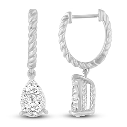 Diamond Huggie/Dangle Earrings 1 ct tw 14K White Gold