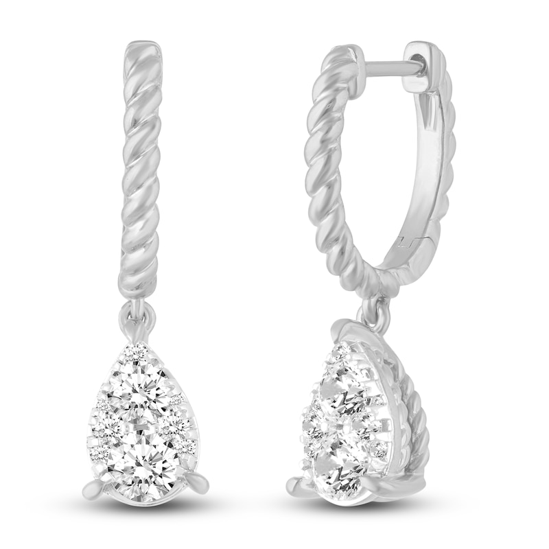 Main Image 2 of Diamond Huggie/Dangle Earrings 1 ct tw 14K White Gold