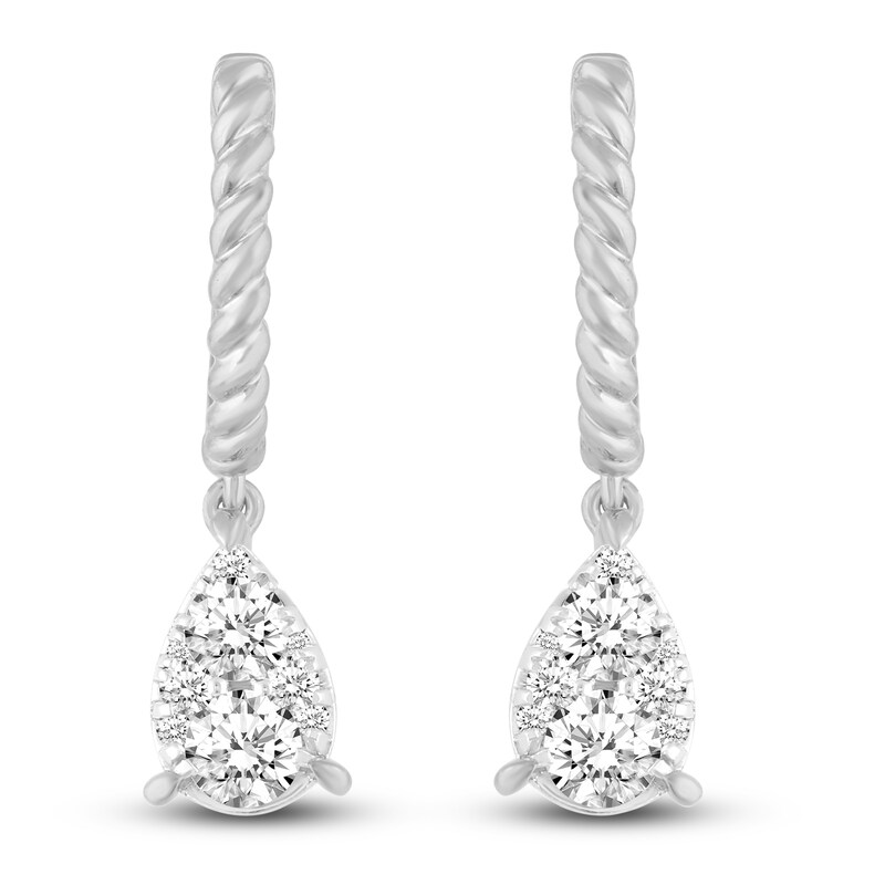 Main Image 3 of Diamond Huggie/Dangle Earrings 1 ct tw 14K White Gold