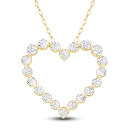 Diamond Heart Pendant Necklace 1/2 ct tw 10K Yellow Gold 18"