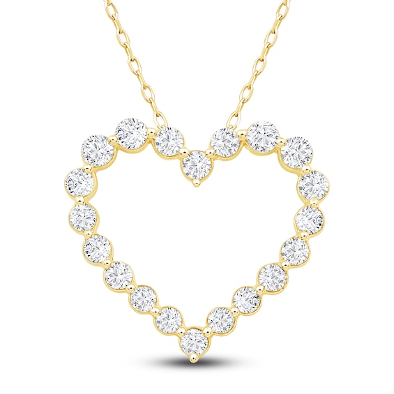 Jared Signature Diamond Heart Pendant Necklace 1/2 ct tw 10K Yellow Gold 18"