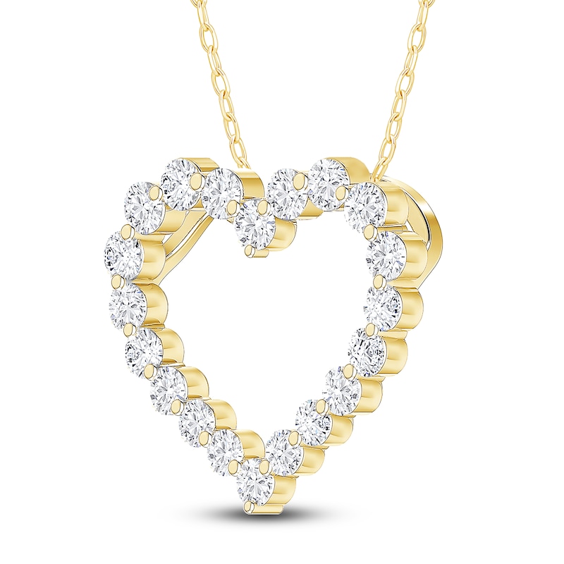 Main Image 3 of Diamond Heart Pendant Necklace 1/2 ct tw 10K Yellow Gold 18"