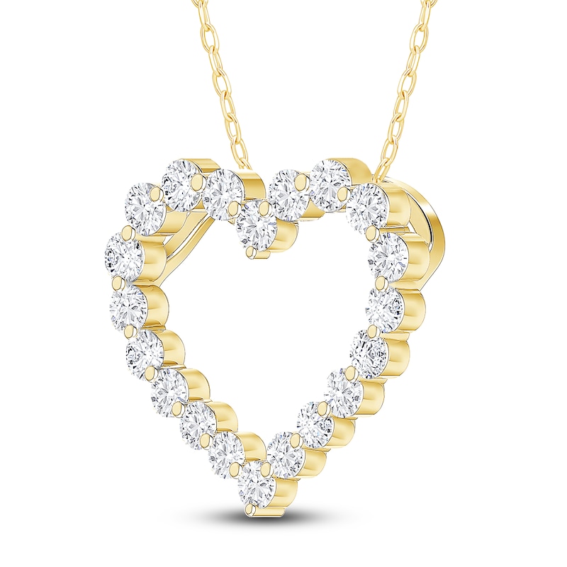 Diamond Heart Pendant Necklace 1/2 ct tw 10K Yellow Gold 18"