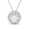 Thumbnail Image 1 of Diamond Halo Pendant Necklace 2 ct tw Round 14K White Gold