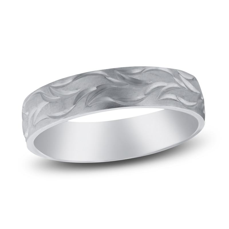Main Image 1 of Men's Scroll Wedding Band 14K White Gold 7mm